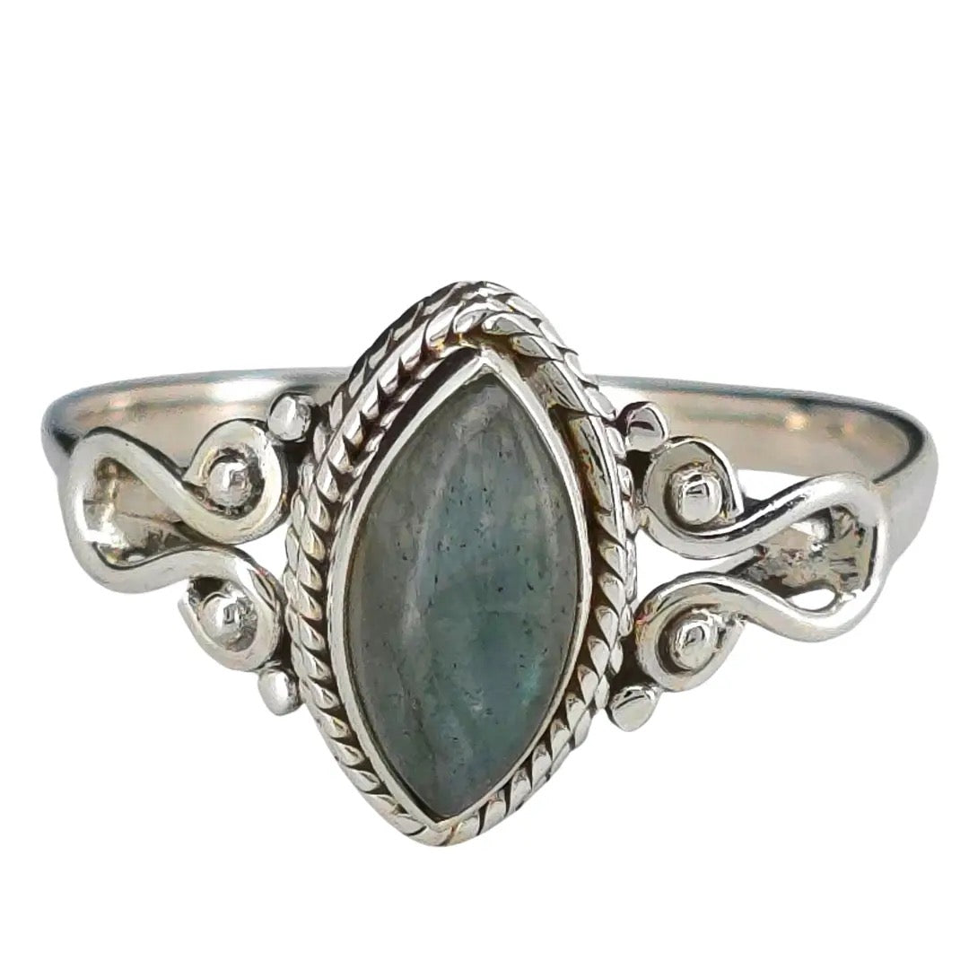 Ring Labradorite Marquise Shape front