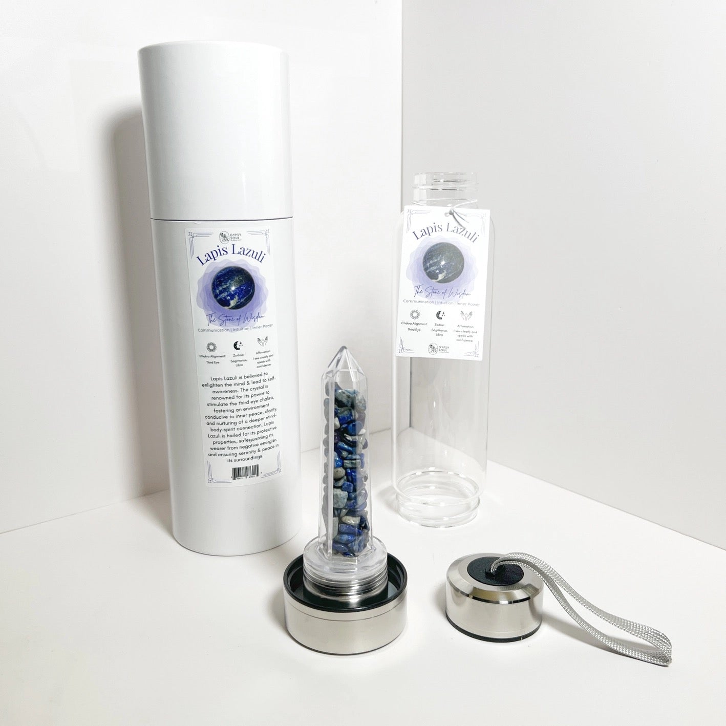 Water bottle Lapis with packaging on a white background