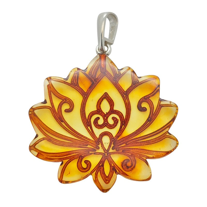 Pendant Amber Lotus Cameo