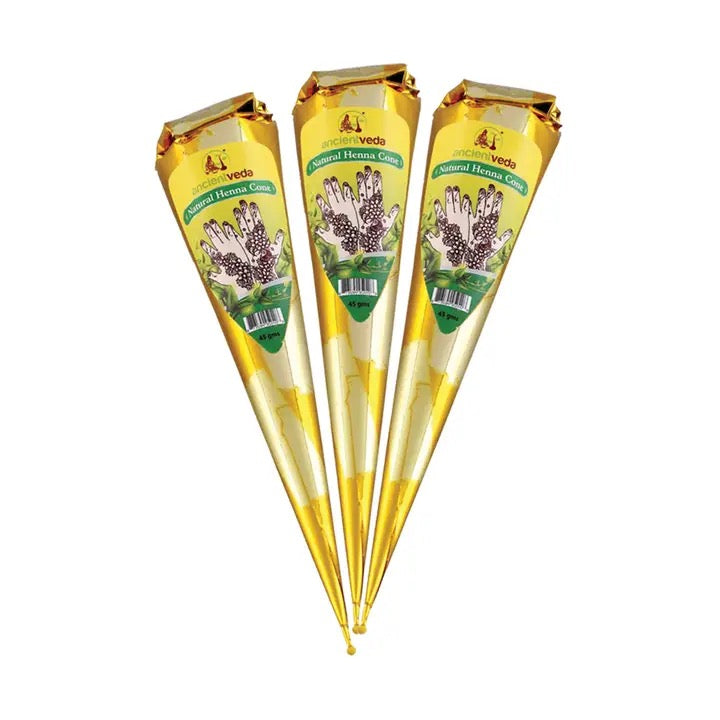 Three yellow cones with green labels featuring a hand design on a white background