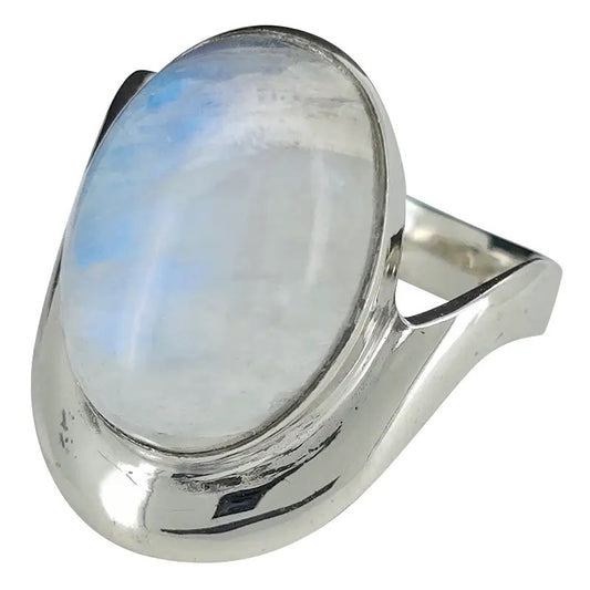 Ring Moonstone Oval Half Swoop