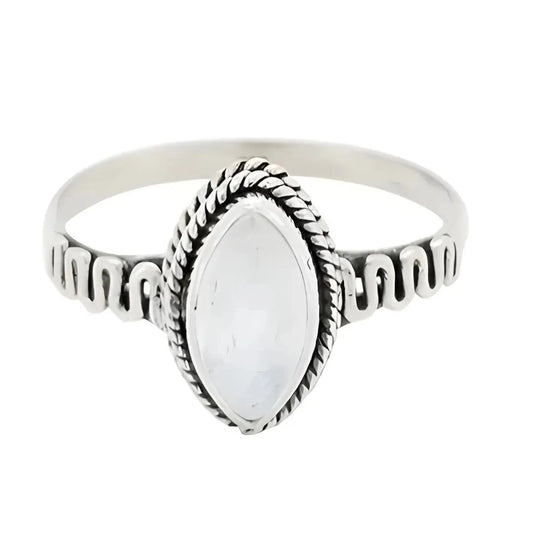 Ring Moonstone Marquise Shape Snake front