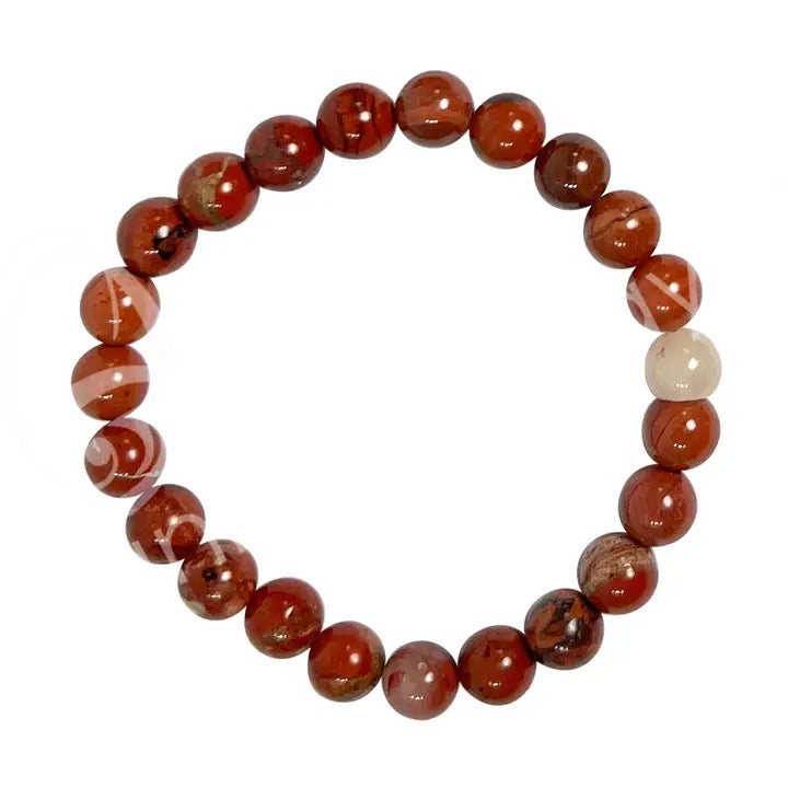Bracelet Red Jasper 8mm on white background