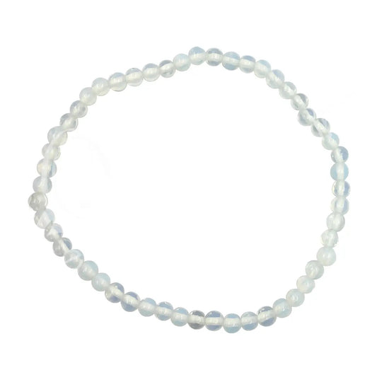 Beaded necklace with white and gray beads on a white background