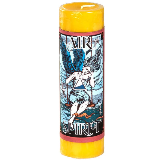 Candle with angel design and 'Air Spirit' text on a white background