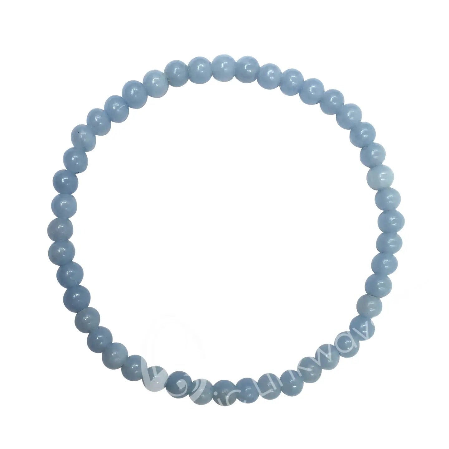 Blue beaded bracelet on a white background