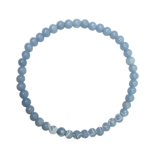 Blue beaded bracelet on a white background