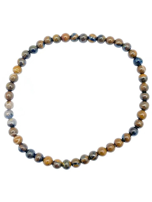 Beaded necklace with multicolored beads on a white background