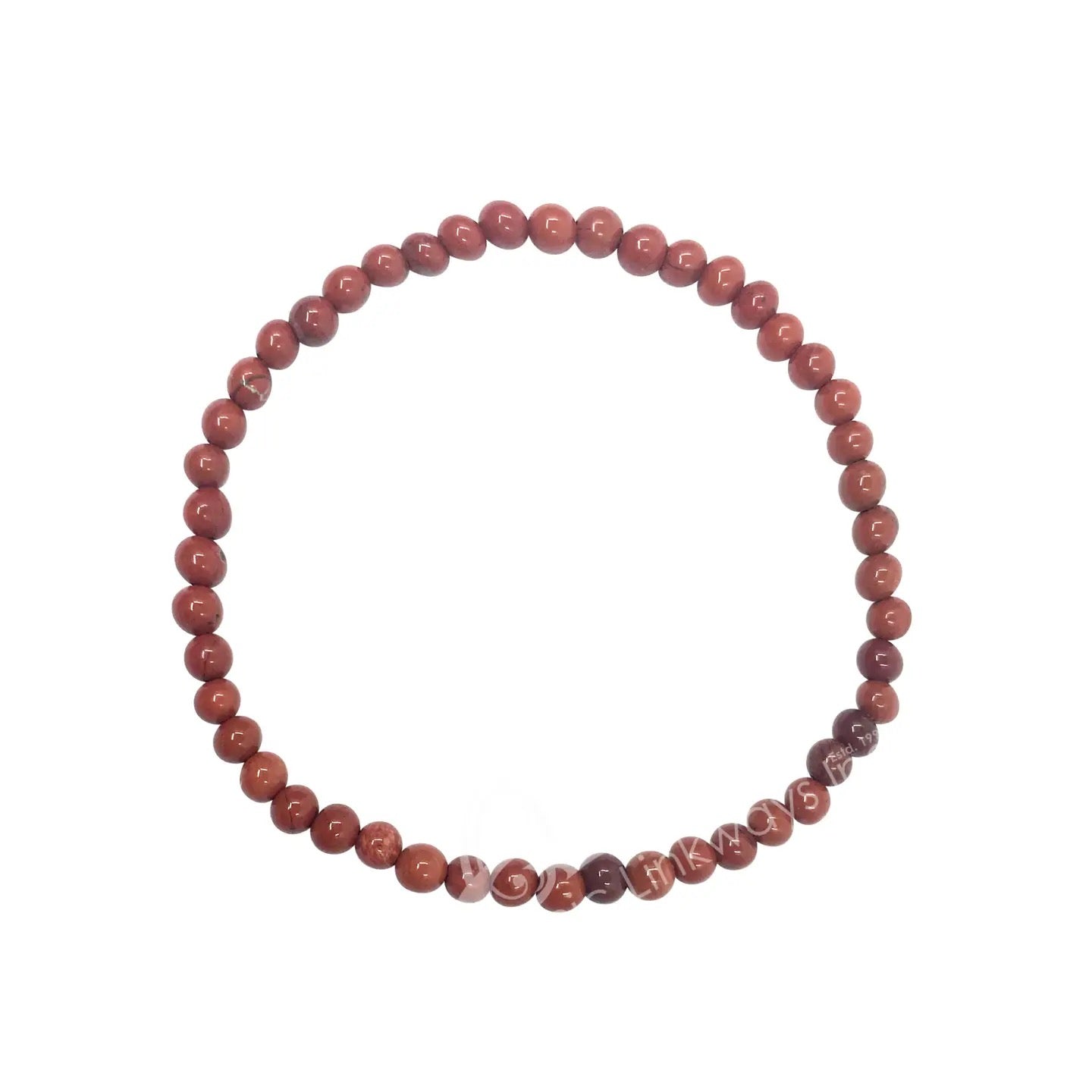 Red beaded bracelet on a white background