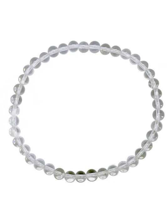 Clear beaded bracelet on a white background