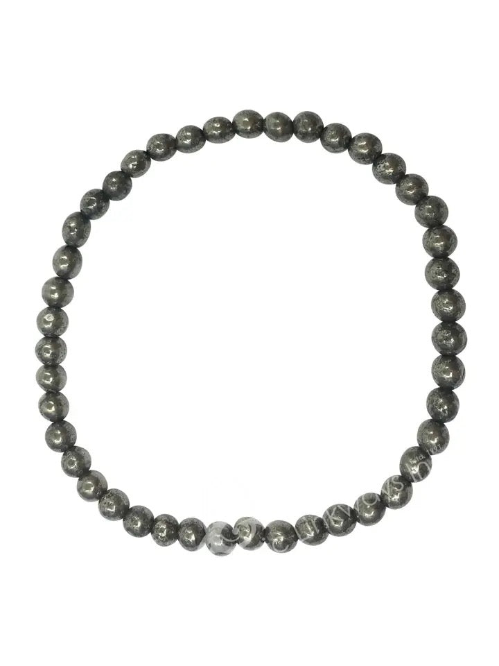 Beaded bracelet with gray beads on a white background