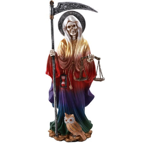 Statue Santa Muerte Rainbow with scythe