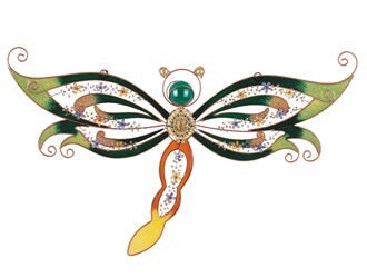 Plaque Dragonfly Green Yellow