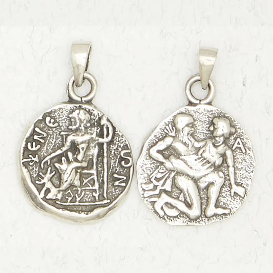 Pendant Hades Greek God front Pendant Hades Greek God with Persephone back