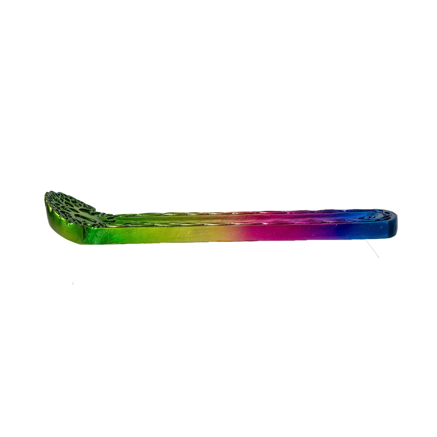 Multicolored incense burner with tree pattern on a white background