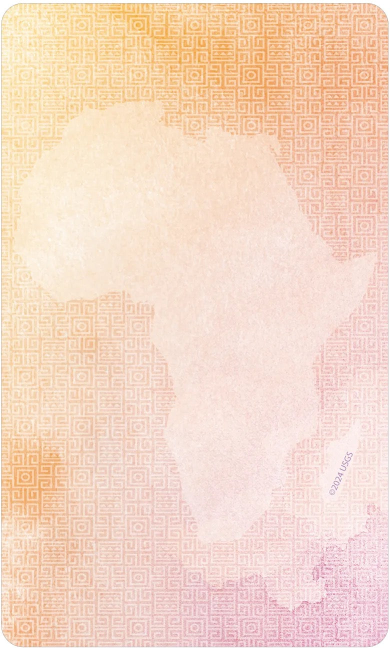 Back of Card Rectangular mat with a soft, gradient design transitioning from yellow to pink on a geometric patterned background.
