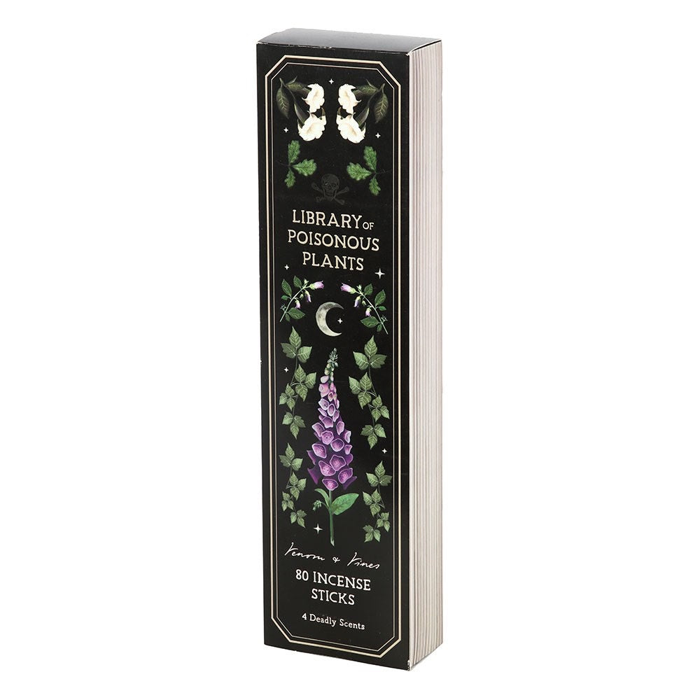 Incense stick box with botanical design and text on a white background