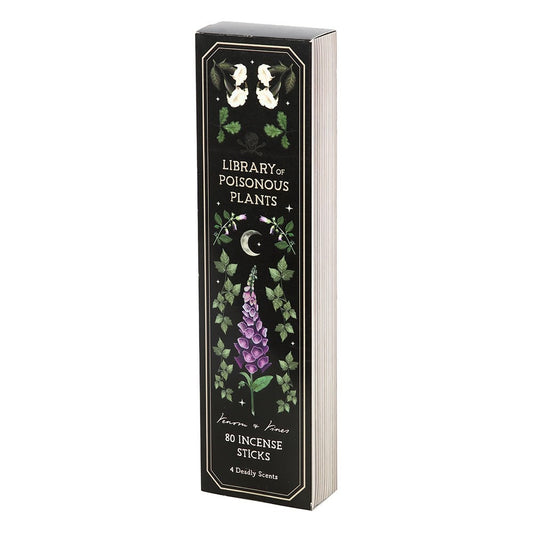 Incense stick box with botanical design and text on a white background