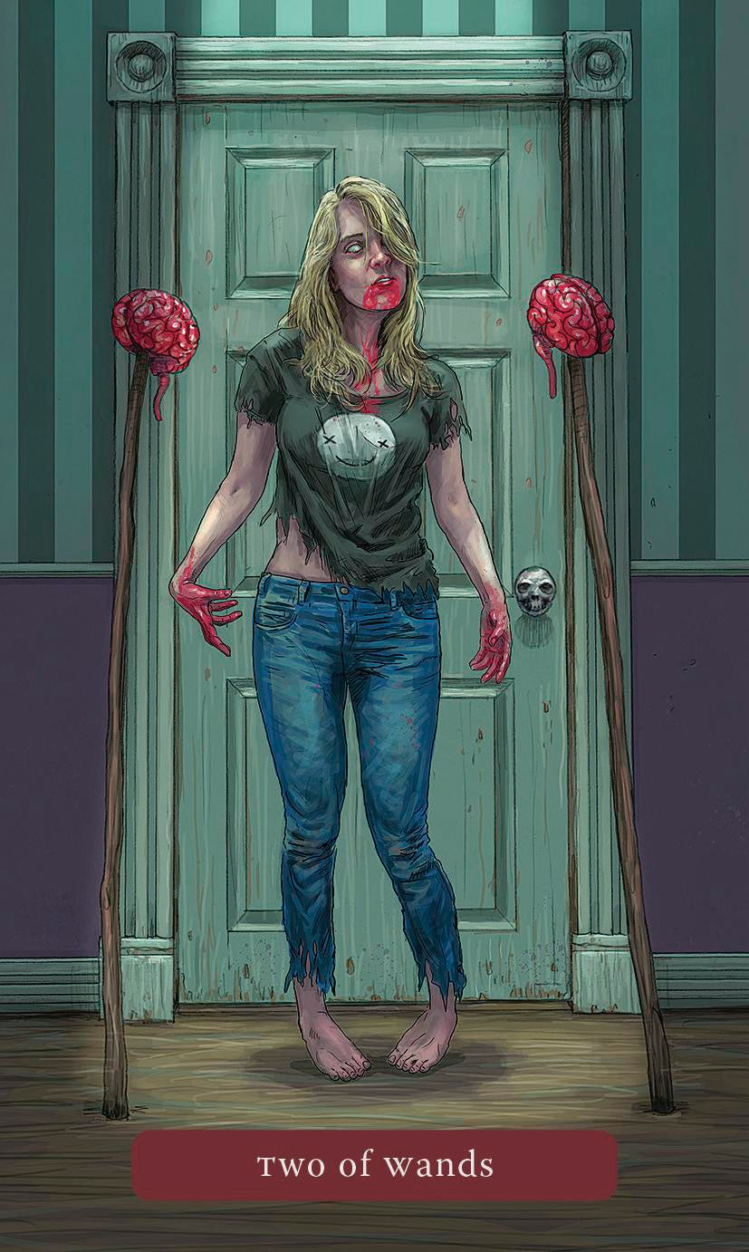 zombie two of wands card Trick or Treat Tarot
