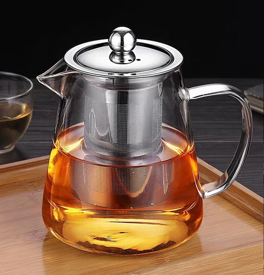 Mini Size Glass Teapot Tea Kettle-with Stainless Steel Removable Infuser for Blooming Tea & Loose Leaf Tea, Microwave & Stovetop Safe, 950ML/32oz...