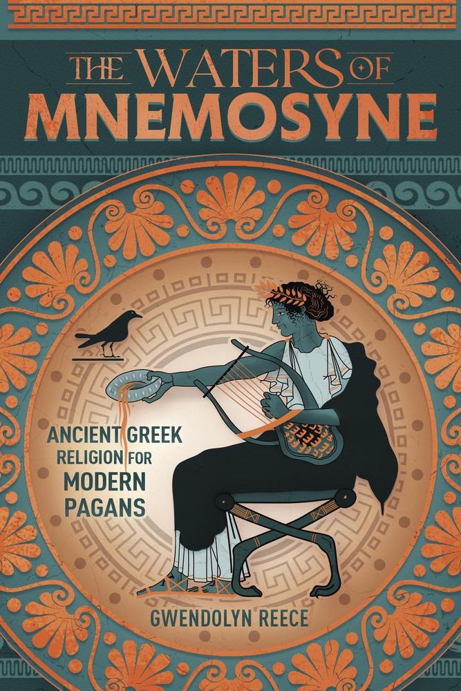 The Waters of Mnemosyne Book Cover Ancient Greek with a harp.