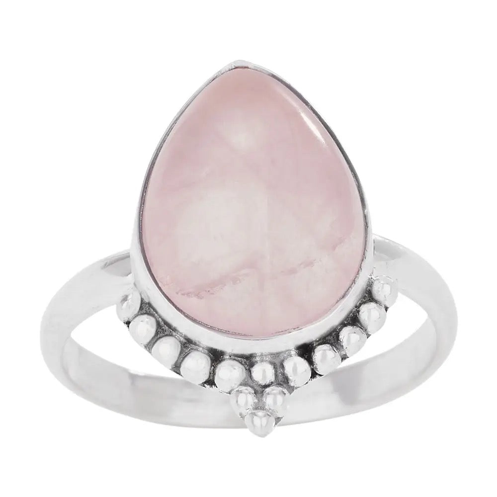 Ring Rose Quartz Tear Drop