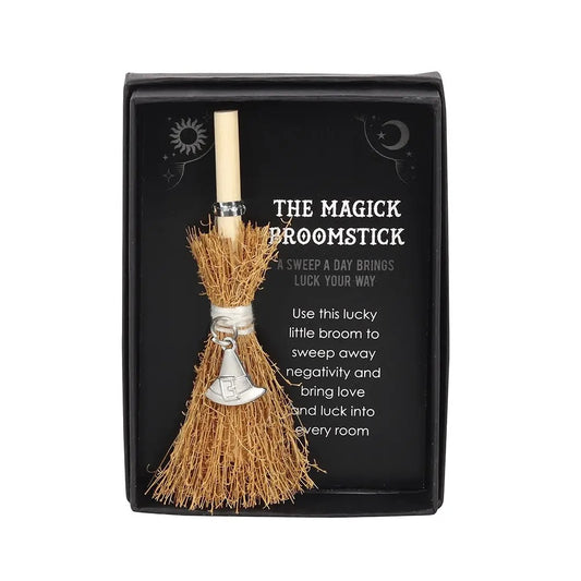 Charm Broom Witches Hat in a Box