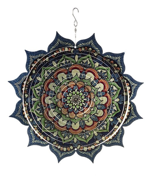 Decorative mandala wall hanging with a hook on a white background