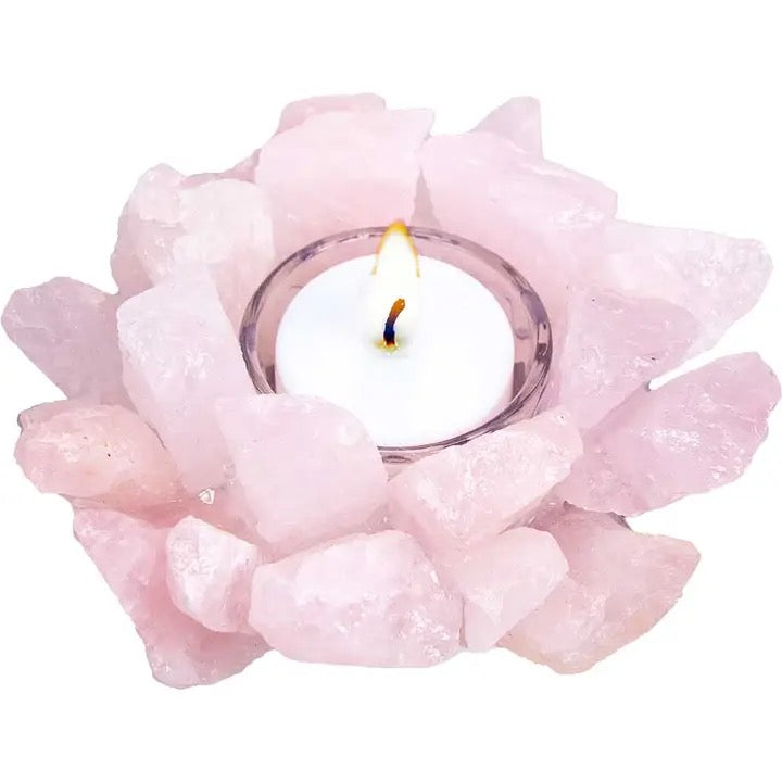 Candle Holder Lotus Rose Quartz