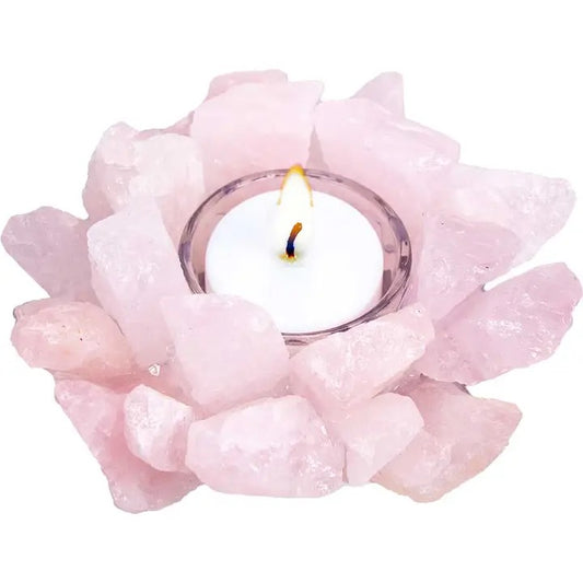 Candle Holder Lotus Rose Quartz
