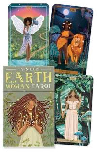 Four tarot card boxes featuring images of women and animals on a white background