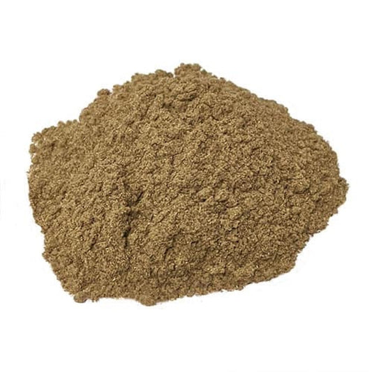 Damiana powder on a white background