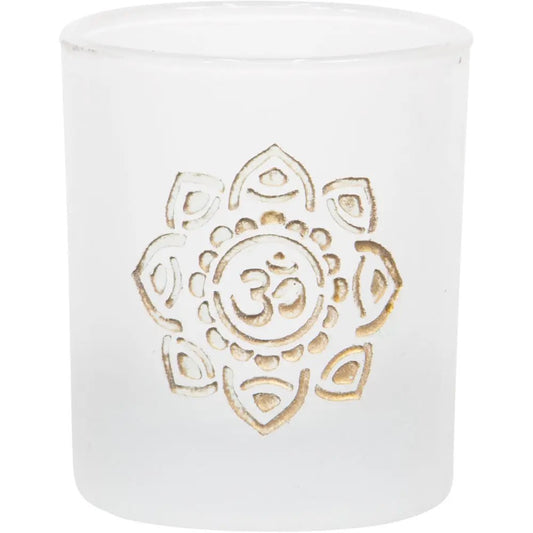 Candle Holder Votive Frosted Om
