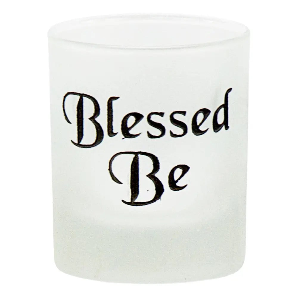 Candle Holder Votive Frosted Blessed Be