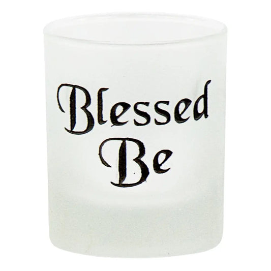 Candle Holder Votive Frosted Blessed Be