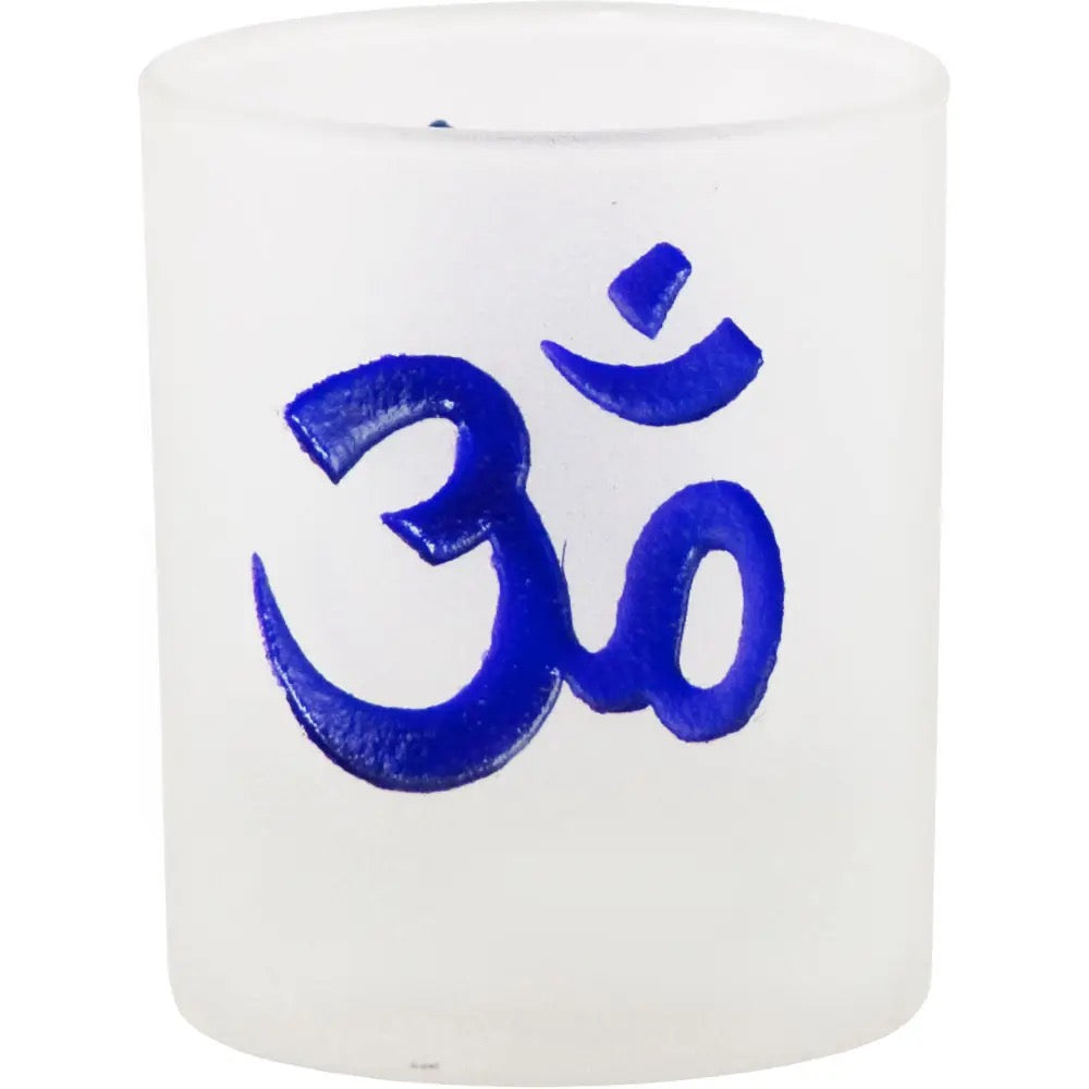 Candle Holder Votive Frosted Om Purple
