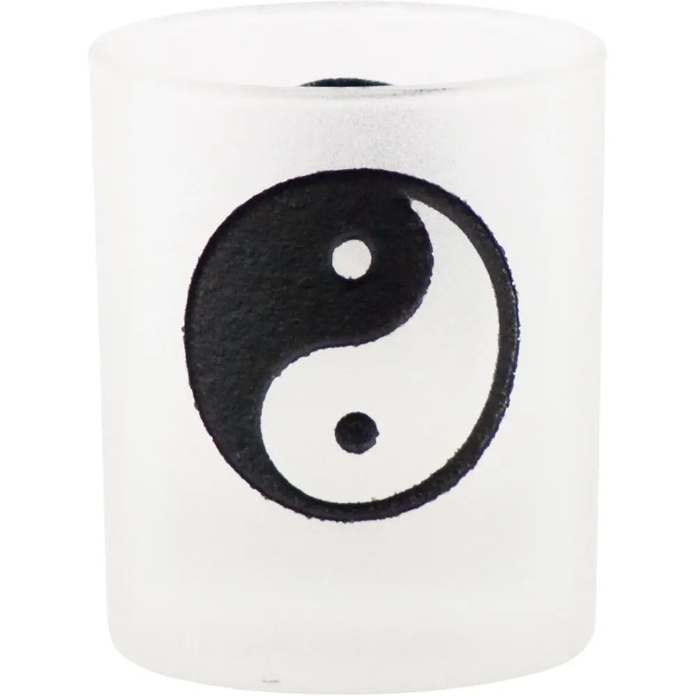 Candle Holder Votive Frosted Yin Yang