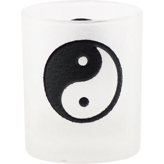 Candle Holder Votive Frosted Yin Yang