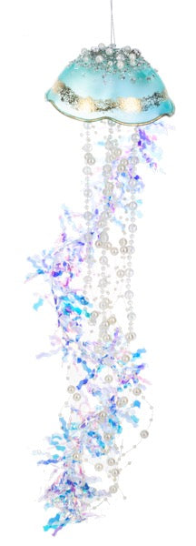 Ornament Jellyfish Glass Top blue