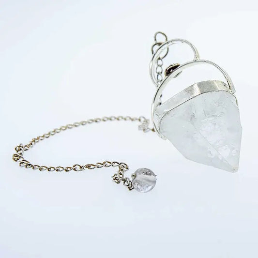 Crystal pendulum on a white background