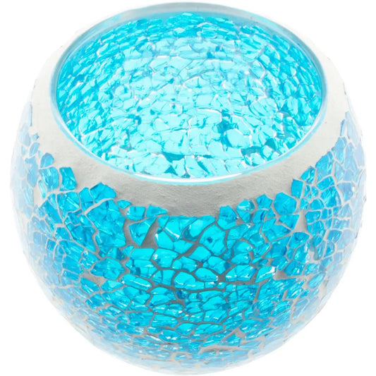 Candle Holder Votive Mosaic Light Blue