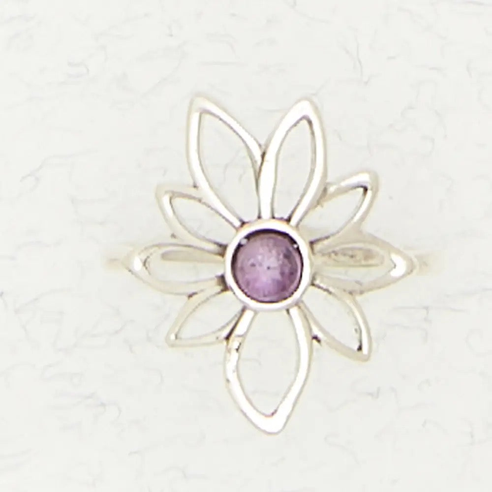 Ring Full Lotus with Amethyst