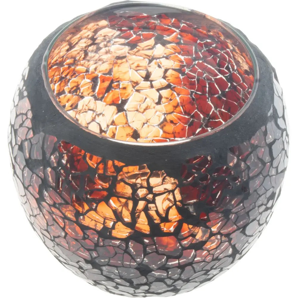 Candle Holder Votive Mosaic Brown