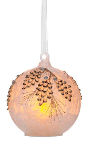 Decorative light bulb with intricate design on a white background