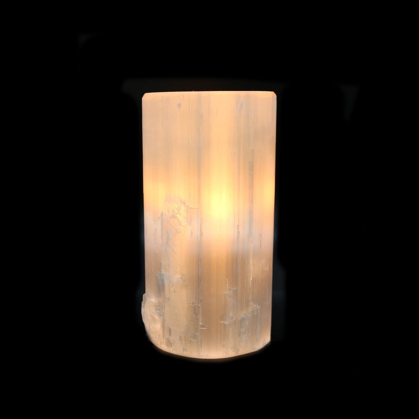 Selenite Lamp 6 in lit