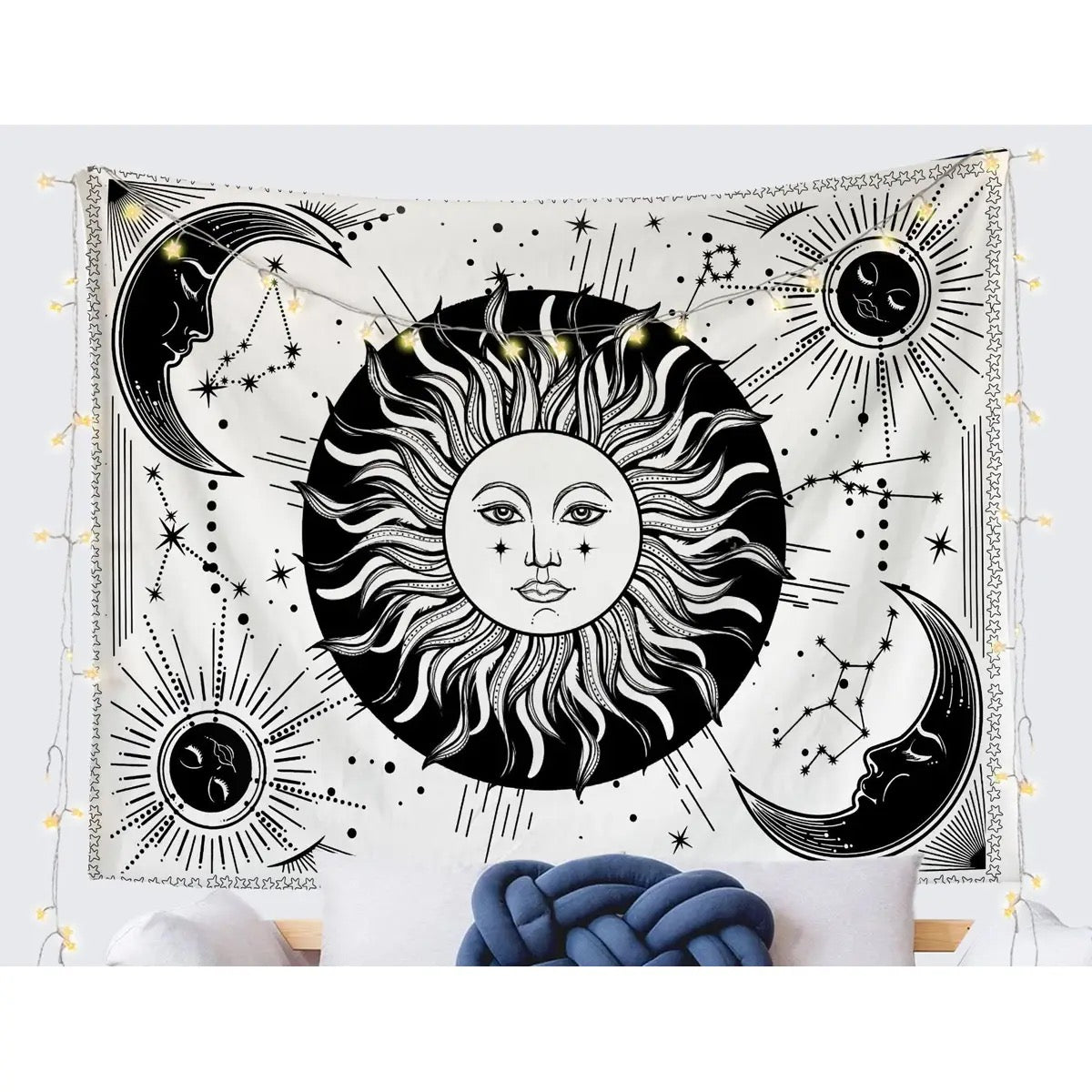 Tapestry Sun Black & White 59 x 51 in