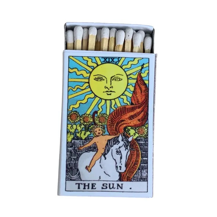 Matchbox Tarot Sun on white background