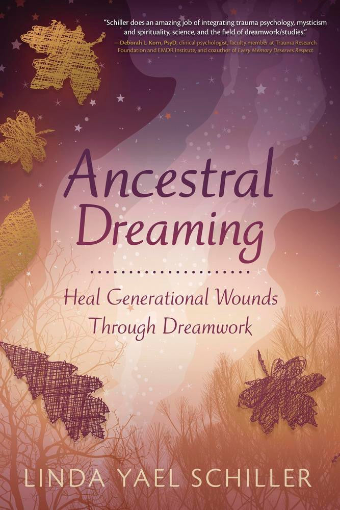 Book cover of 'Ancestral Dreaming' with leaf designs and a purple background