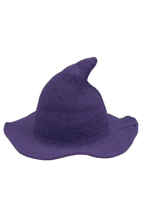 Purple witch hat on a white background