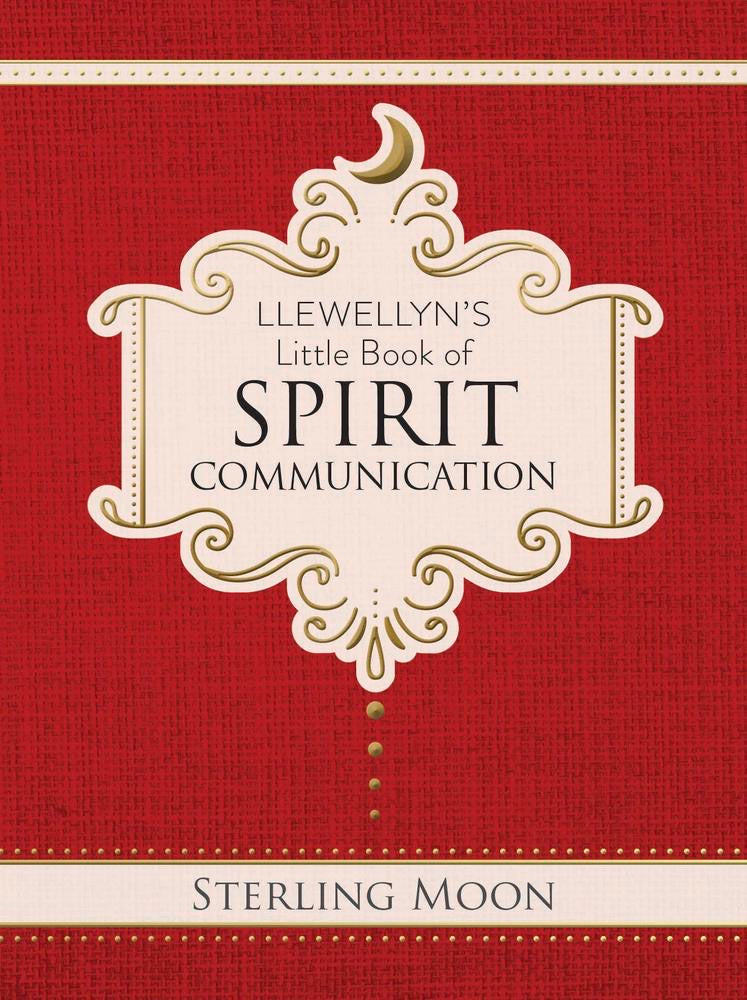 Book cover of 'Llewellyn's Little Book of Spirit Communication' with decorative elements on a red background.